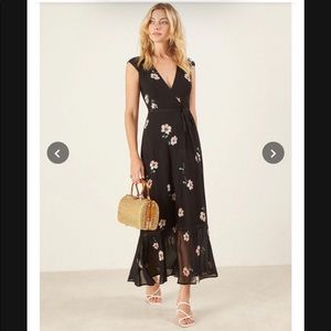 Reformation Haven Black / Floral Printed Dress